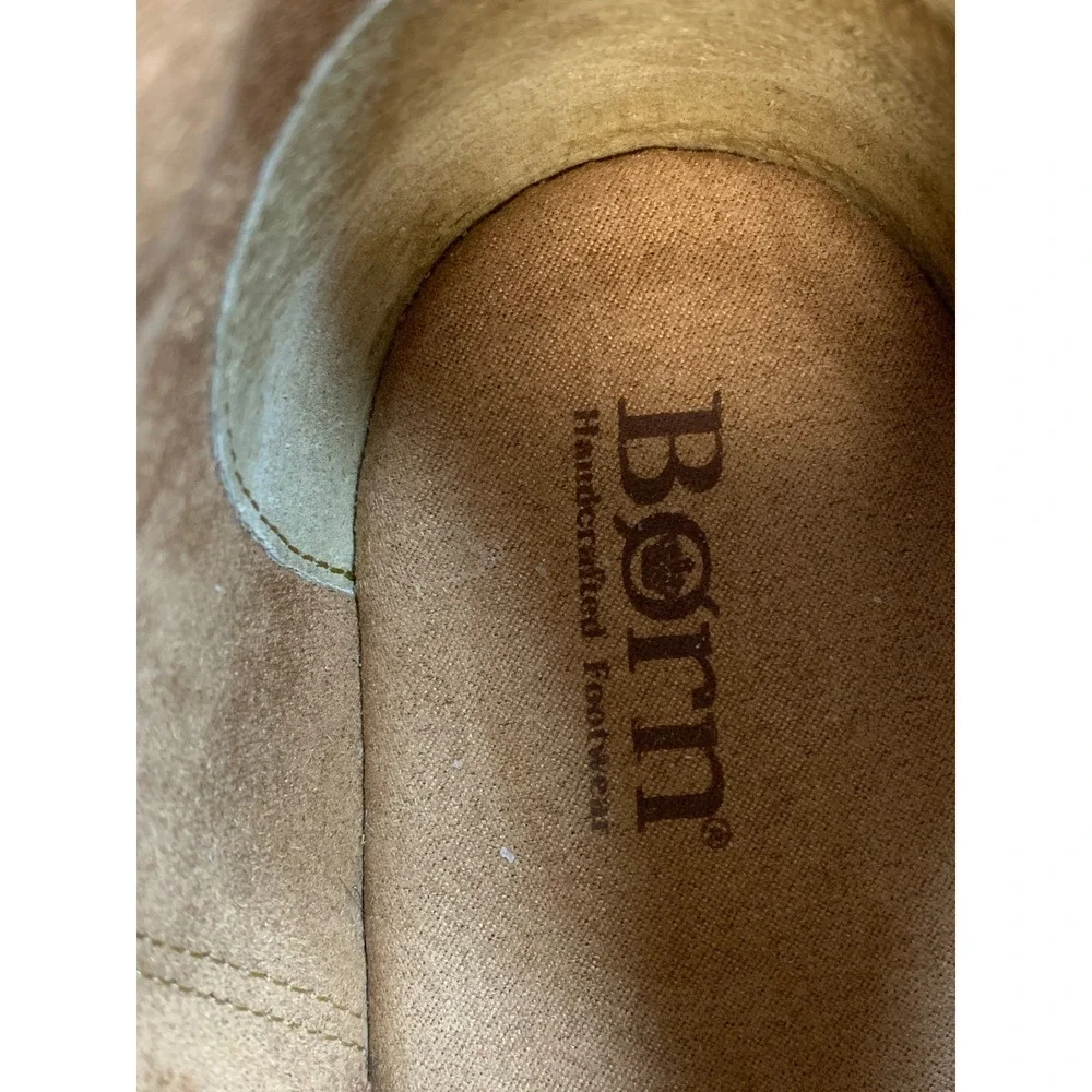 Born Women's Rust Suede Wedge Ankle Booties Side Zip Tie Detail 10 Comfort Shoes